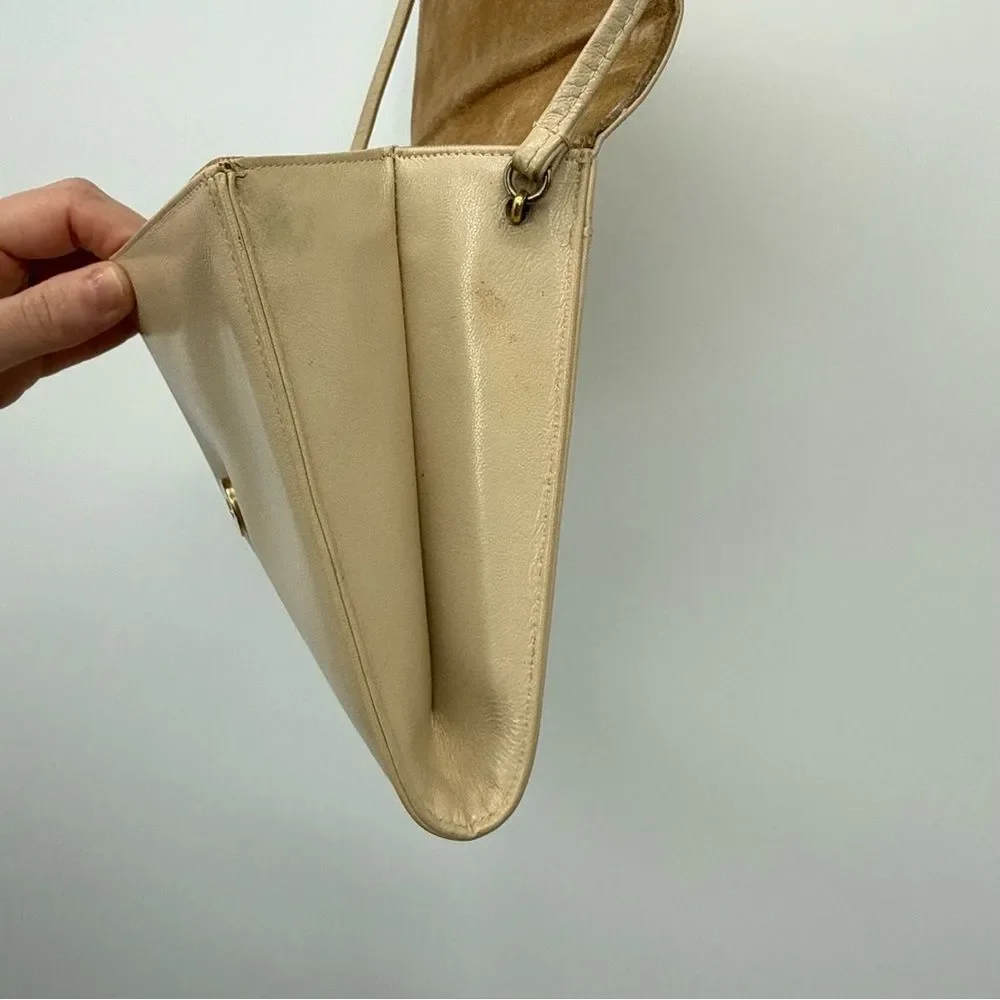 Vintage Saks Fifth Avenue Crossbody Bag Cream Beige Designer Suede